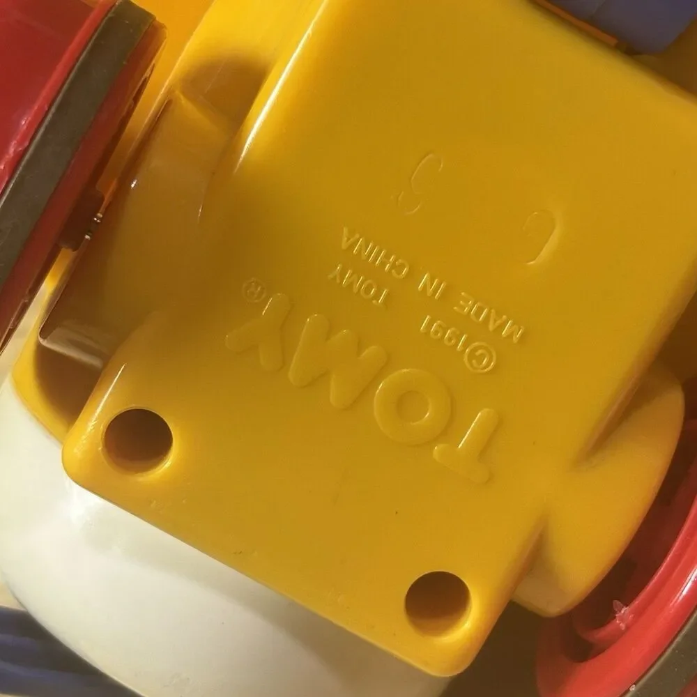 Vintage 1991 Tomy Push N Go Airplane Toy Baby Einstein Moving Pilot Yellow Works
